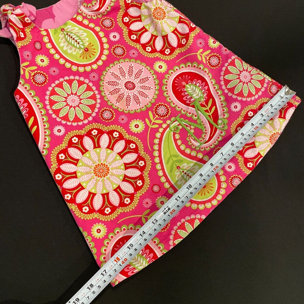 ~ Sundress Girls 4 Monogram M Reversible Floral Pink Paisley - like Lilly P - Picture 12 of 12